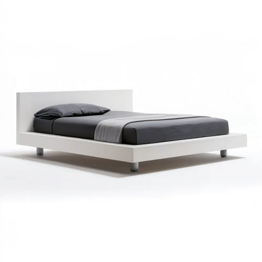 Białe łóżko dwuosobowe MDF 160 x 200 cm z szarymi nogami