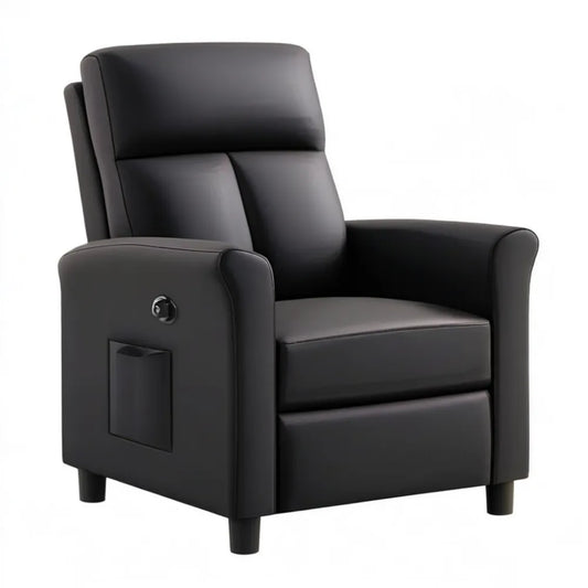 Czarny fotel rozkładany z ekoskóry PU 86 x 92 x 102 cm