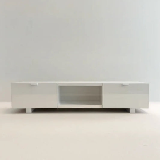 Biała szafka RTV minimalistyczna z laminowanej płyty wiórowej 180 x 40 x 45 cm
