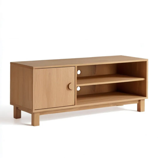 Szafka RTV z MDF fornirowanego dębem, naturalny dąb, 120 x 40 x 60 cm
